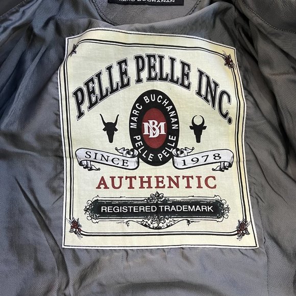 PELLE PELLE Marc Buchanan grey black embellished leather bomber jacket 42 - Picture 13 of 16